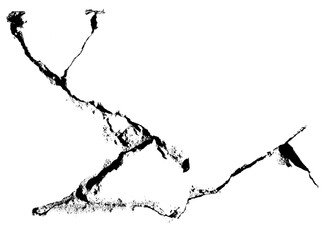 One big crack with small cracks in concrete PNG transparent background