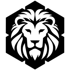 Hexagon lion logo silhouette