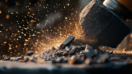 Close-up of stone being ground by a rotary tool