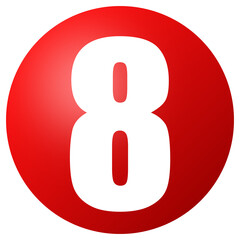 Red Number Eight on Transparent Background Representing March 8th