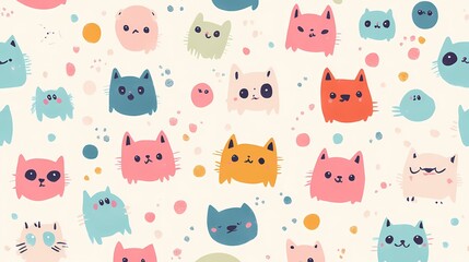 Colorful kitty pattern. A cheerful design that spreads joy with its cuteness.