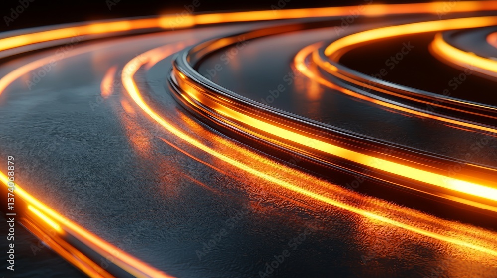 Poster a 3d render illustrates a futuristic abstract concept in the form of a spiral, complete with glowing