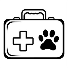 Obraz premium Pet First Aid Kit Icon in Black and White Style 