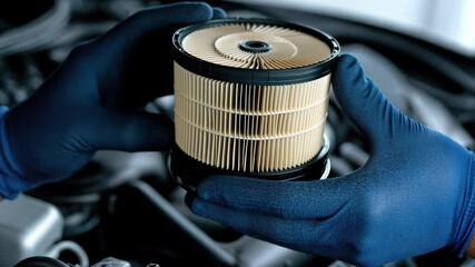 Skilled mechanic performs air filter replacement in a car engine compartment, ensuring optimal vehicle performance and longevity