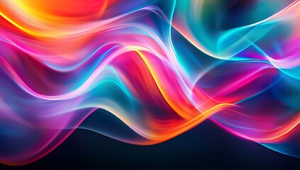 Naklejka premium A black background serves as the foundation for an abstract 3D illustration of colorful lines