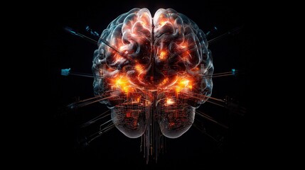 Obraz premium Abstract Representation of Human Brain with Dynamic Energy Effects