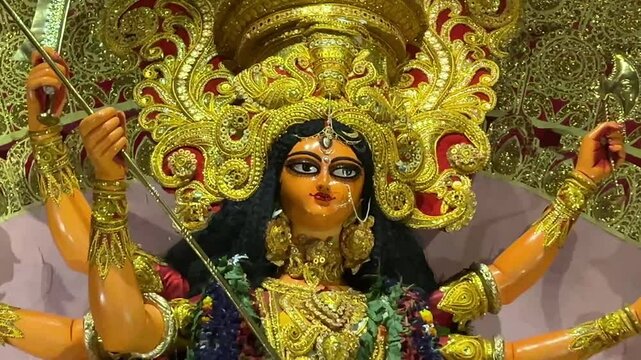 Close up shot of Mahishasur Mardini Durga Maa