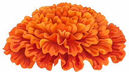 A bright marigold flower clipart with bold orange petals and a dense round shape on a white background.