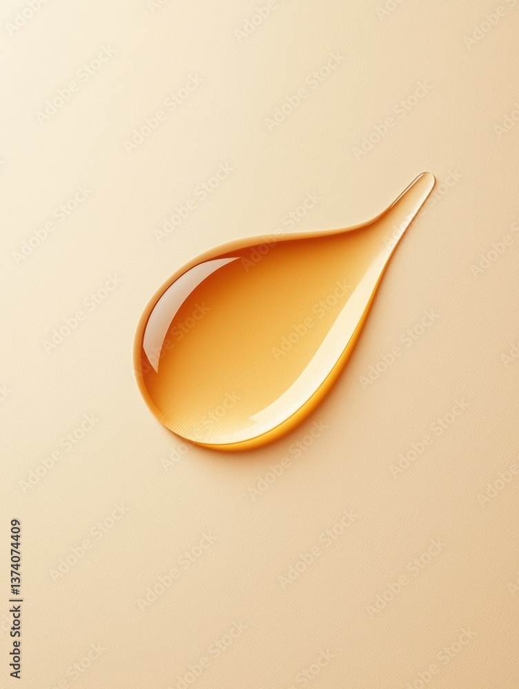 Poster digital illustration of a single drop of liquid. the drop is in the shape of a teardrop and is made 