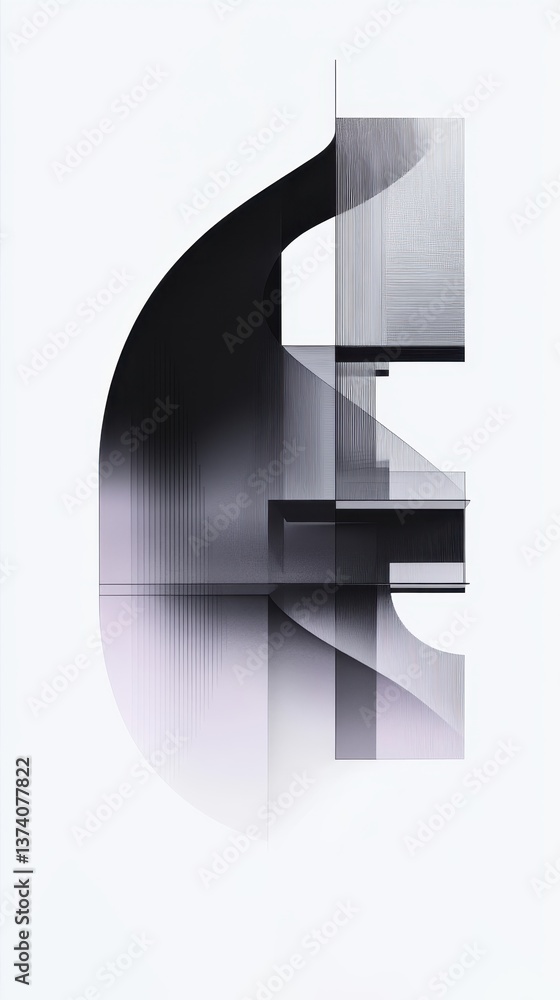 Poster modern architectural abstraction: captivating geometric patterns and gradients coalesce in a strikin