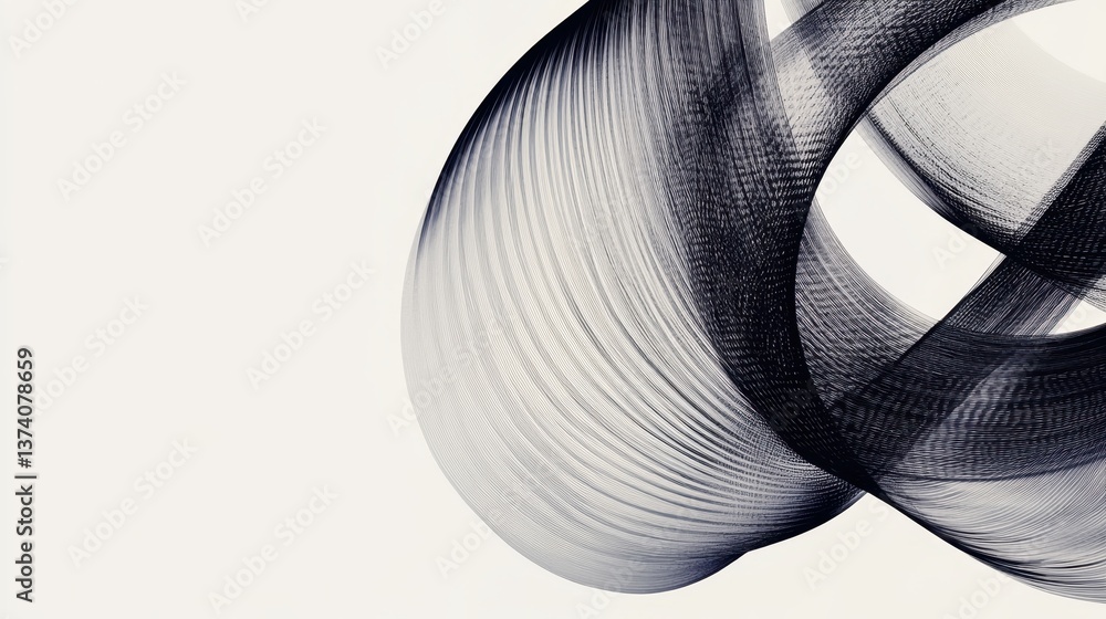 Poster abstract elegance: a mesmerizing monochrome composition of fluid lines and shapes creates a sense of