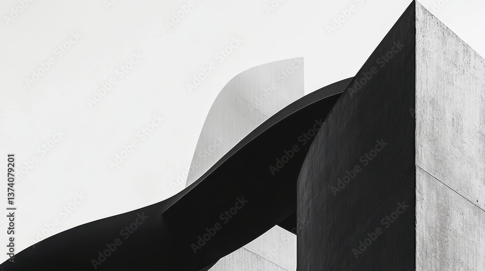 Poster architectural geometry in monochrome: striking black and white photograph that highlights the interp