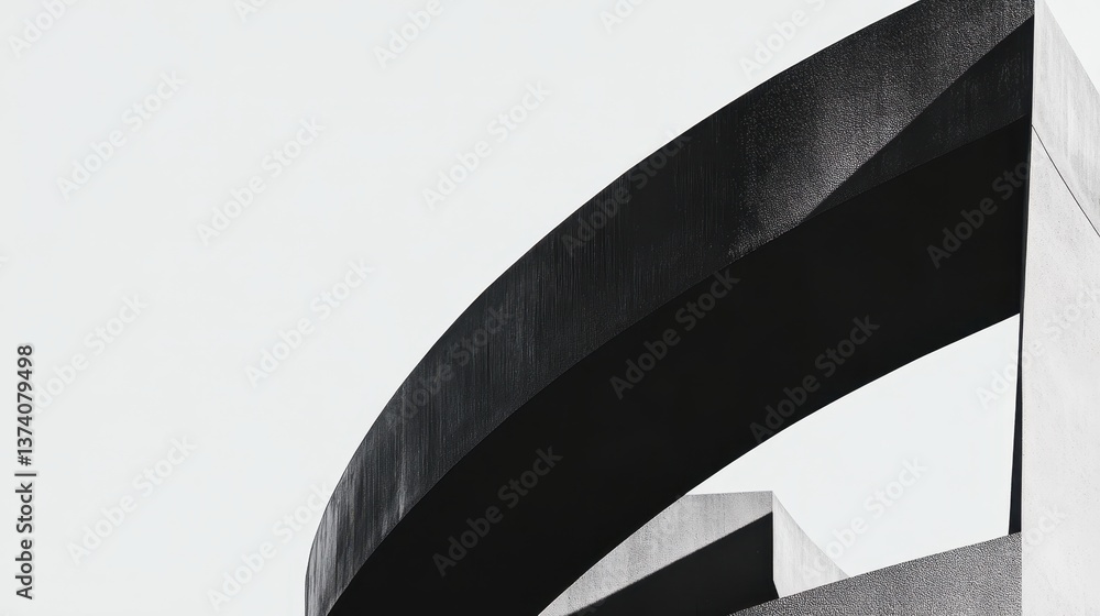 Poster abstract architectural curves: captivating black and white composition showcasing the dynamic interp