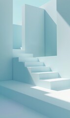 Modern staircase in serene blue tones