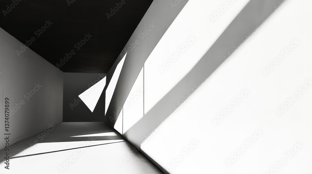 Poster geometric abstraction: the interplay of light and shadow shapes a minimalist interior, the sleek lin