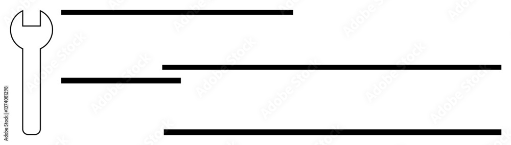 Poster wrench and multiple horizontal lines symbolizing repair, maintenance, and optimization. ideal for re