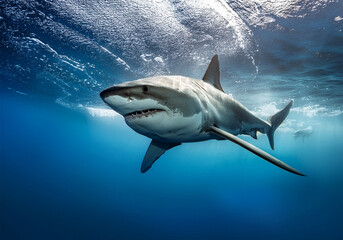 Naklejka premium Weiße Hai (Carcharodon carcharias) unter Wasser 