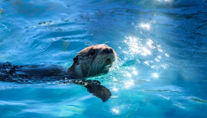 水中にいるラッコ
