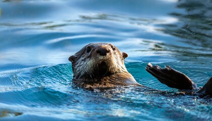 水中にいるラッコ