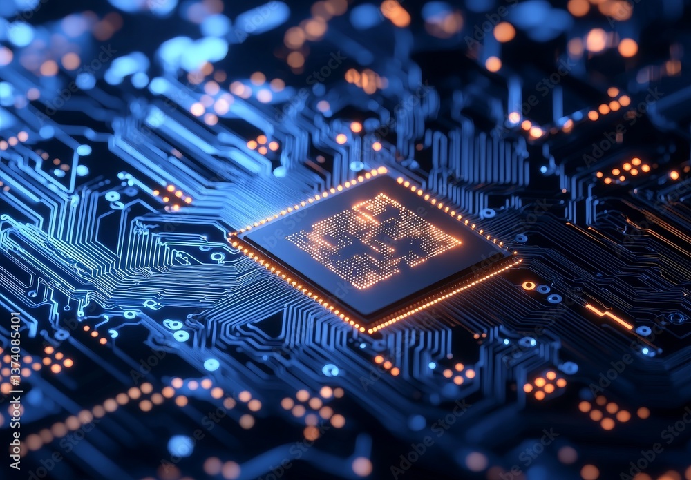 Poster this image may be suitable for use with themes related to technology, computing, electronics, innova