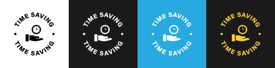 Time saving - vector sticker for products isolated on backgrounds.