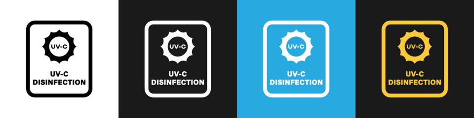 UV-C Disinfection. Sign for ultraviolet light sterilization. Vector isolated.