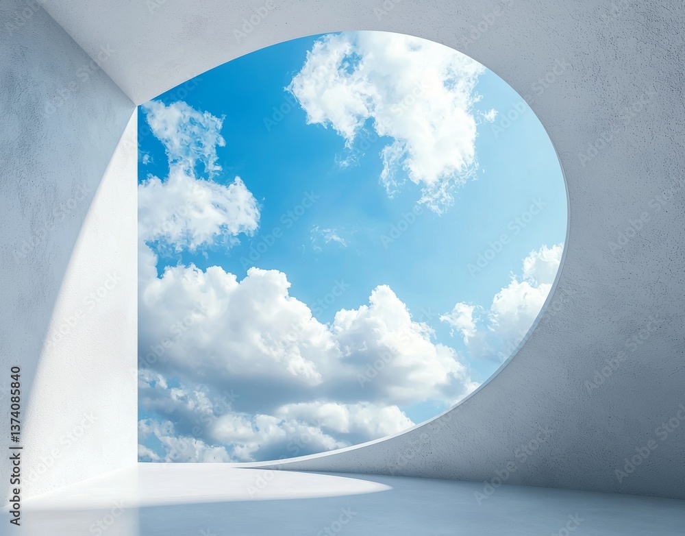 Poster a futuristic abstract structure with an empty concrete floor is showcased in a 3d render