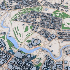 Adelaide City Australia Map, 3D Rendering