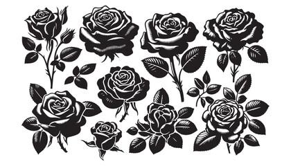 Elegant Black Rose Icon in Bandel Floral Theme EPS 