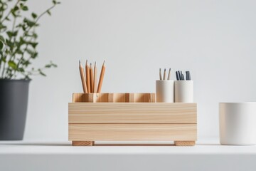 Wooden Desk Organizer Minimalist Design for Pens, Pencils, and More