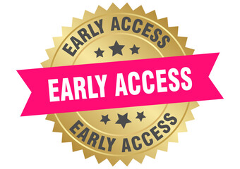 early access. early access round pink and gold label isolated on transparent background