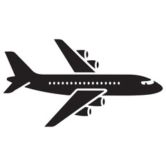plane icon illustration Silhouette Vector Black. with white background