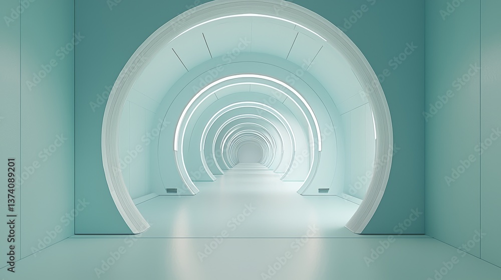 Poster a futuristic and technological sense is conveyed through the product display on a 3d stage in the ho