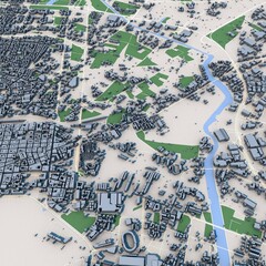 Bari City Italy Map, 3D Rendering