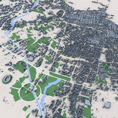 Bari City Italy Map, 3D Rendering