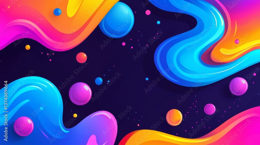 Poster modern art and technology concepts are represented by a vibrant 3d neon abstract digital background 