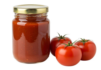 jar of tomato sauce and tomatoes isolated 