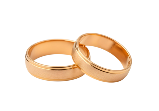 gold wedding rings isolated on transparent background