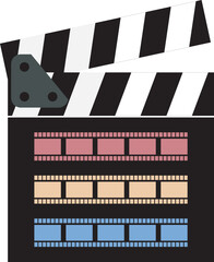 Movie Scene Clapperboard , Slate Film, Cinema Theater, Film Reel, Illustration