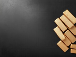 A collection of gold bars arranged on a dark surface, symbolizing wealth, investment, and financial success.
