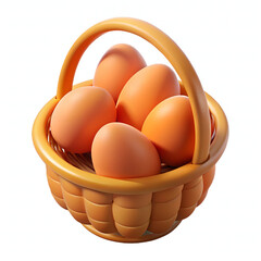 Basket of Brown Eggs with Purple Rim