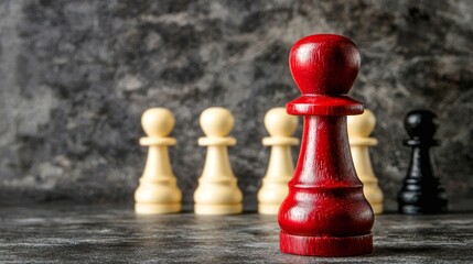 The exceptional red figurine is noticeable amidst the white crowd, signifying ambition, success, and the boldness to rise above the competition and shine as a leader and champion