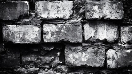 Vintage Monochrome Image of Weathered Old Wall with Textured Surface