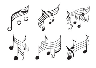 Obraz premium Note music Silhouette Vector