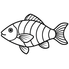 Vector illustration of a fish swimming in the sea on a white background