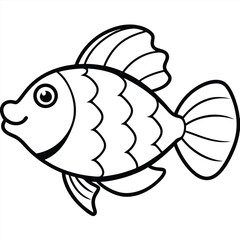Cartoon fish vector illustration swimming underwater in the ocean