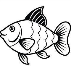 Vector illustration of a fish swimming in water with a white background