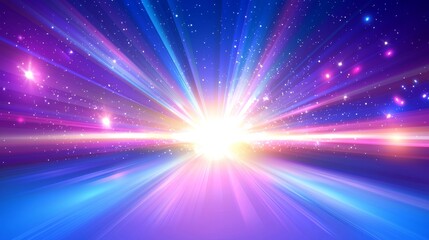 Naklejka premium The image depicts a vibrant, shining light explosion originating from the horizon line, representing hope and a fresh start
