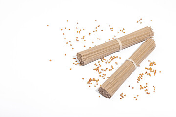 Japanese buckwheat soba noodles. Classic ingredient for preparing traditional dishes