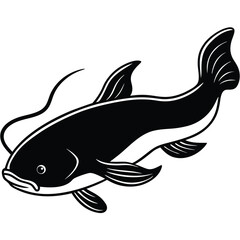 Vector illustration of a fish in the ocean with aquatic and marine elements, featuring a variety of sea animals like tuna and shark, isolated on white for an underwater theme